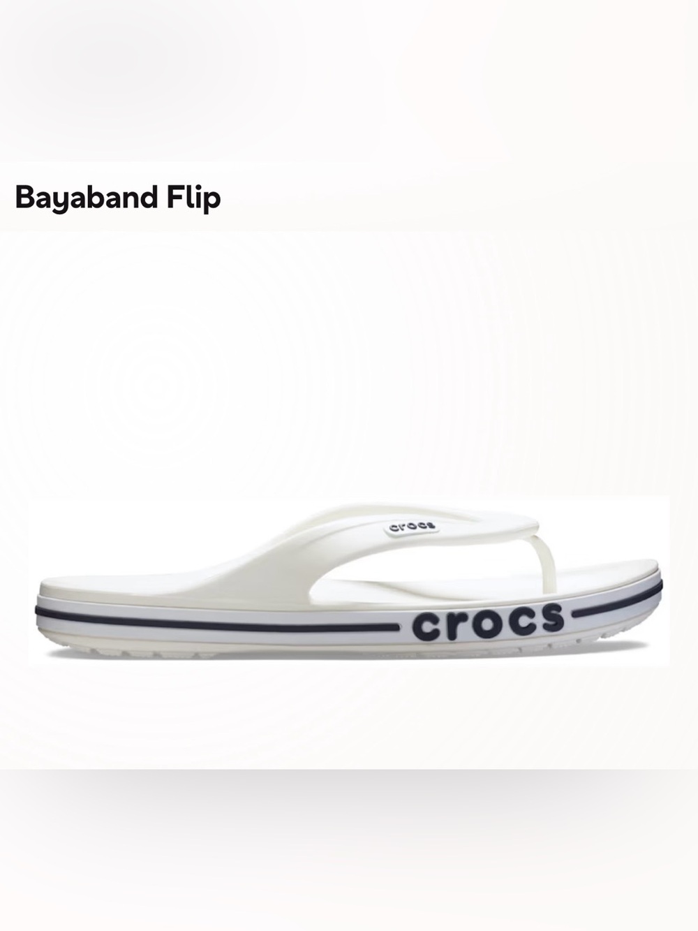 CROCS Bayaband Flip in White with Navy Trim - Picture 2 of 8